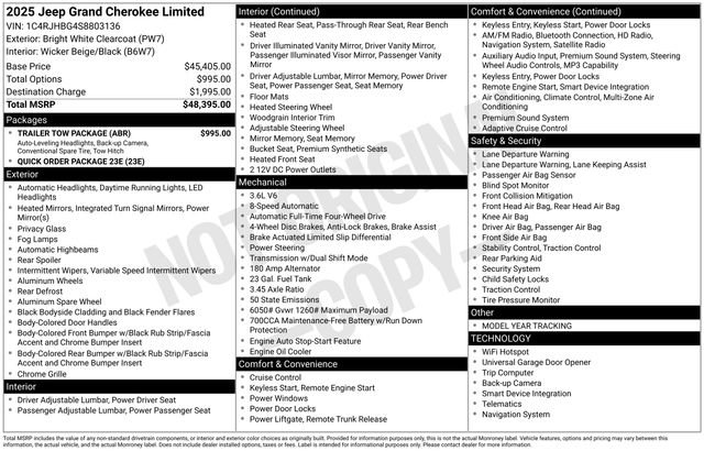 New 2025 Jeep Grand Cherokee Limited w/ Trailer Tow Package image 27