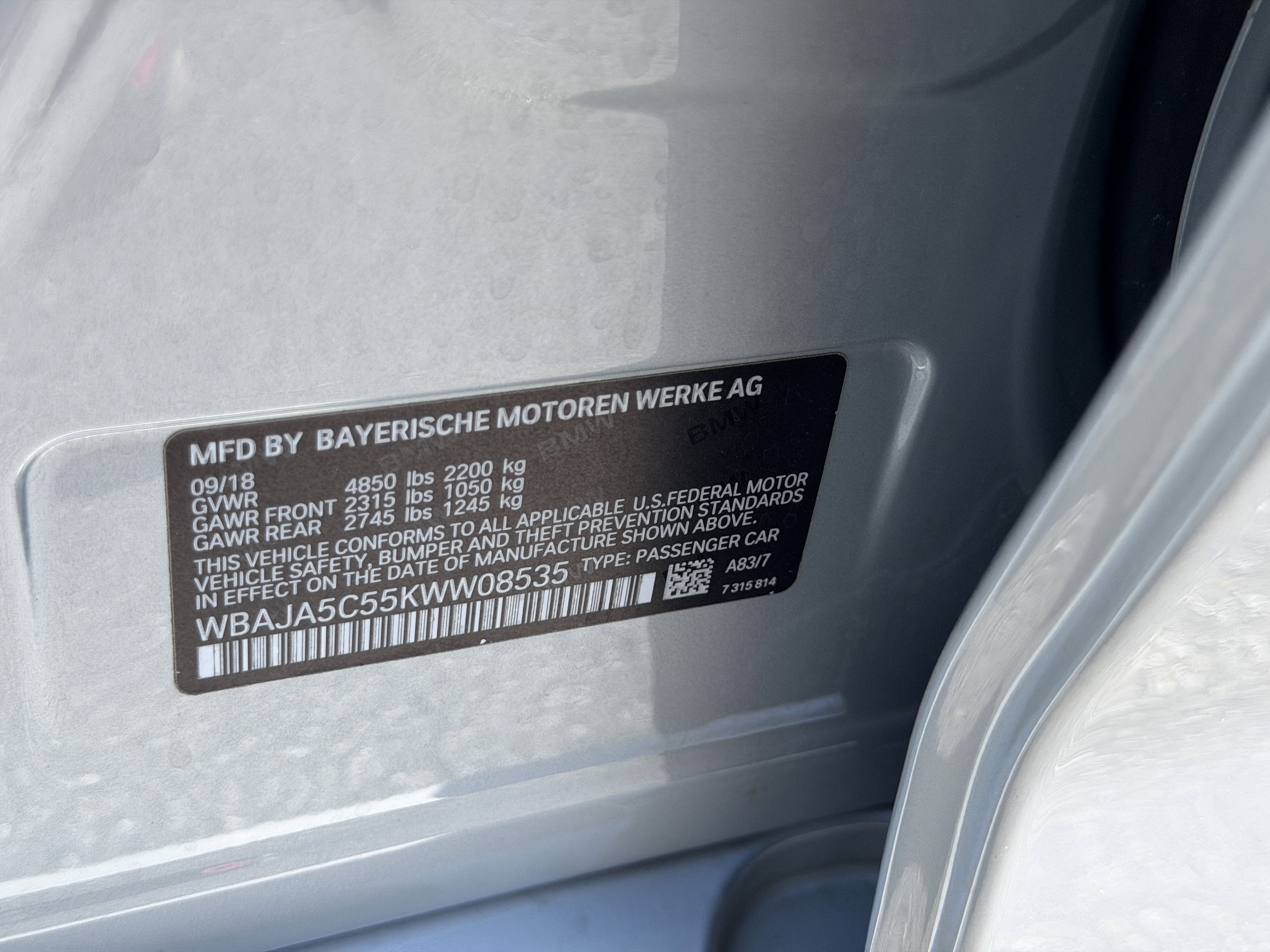 Used 2019 BMW 530i w/ Convenience Package RWD image 32
