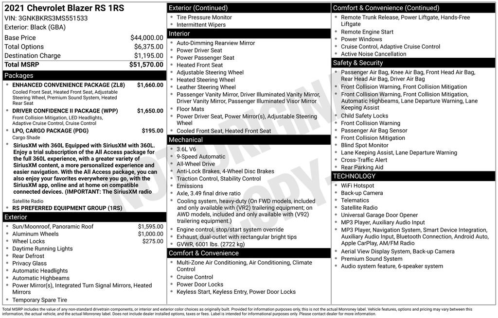 Used 2021 Chevrolet Blazer RS w/ Enhanced Convenience Package AWD/4WD image 11