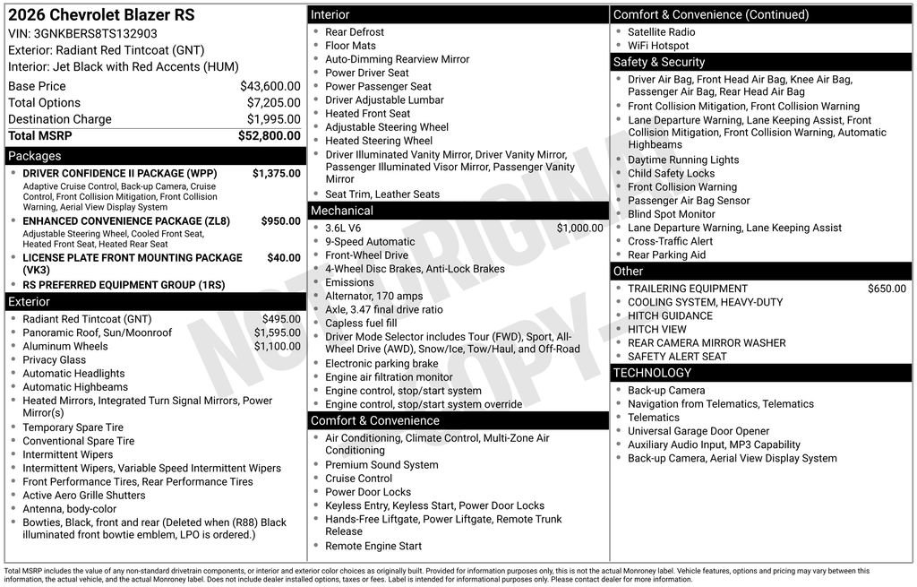 New 2026 Chevrolet Blazer RS w/ Driver Confidence II Package image 23