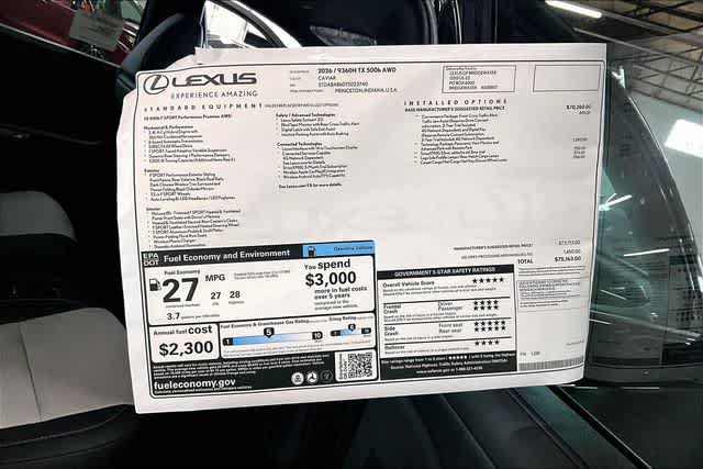 New 2026 Lexus TX 500h AWD w/ Technology Package image 14