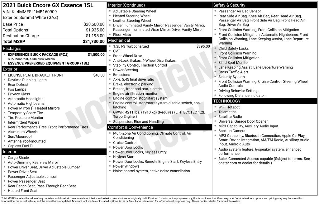 Used 2021 Buick Encore GX Essence w/ Experience Buick Package FWD image 40