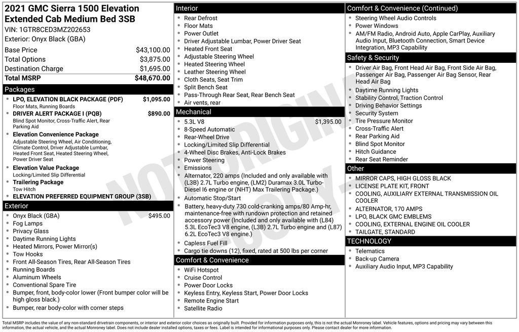 Used 2021 GMC Sierra 1500 Elevation w/ LPO, Elevation Black Package RWD image 36