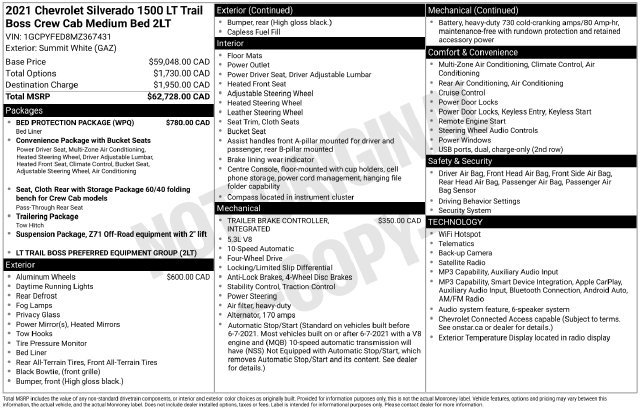 Used 2021 Chevrolet Silverado 1500 LT Trail Boss w/ Bed Protection Package AWD/4WD image 7