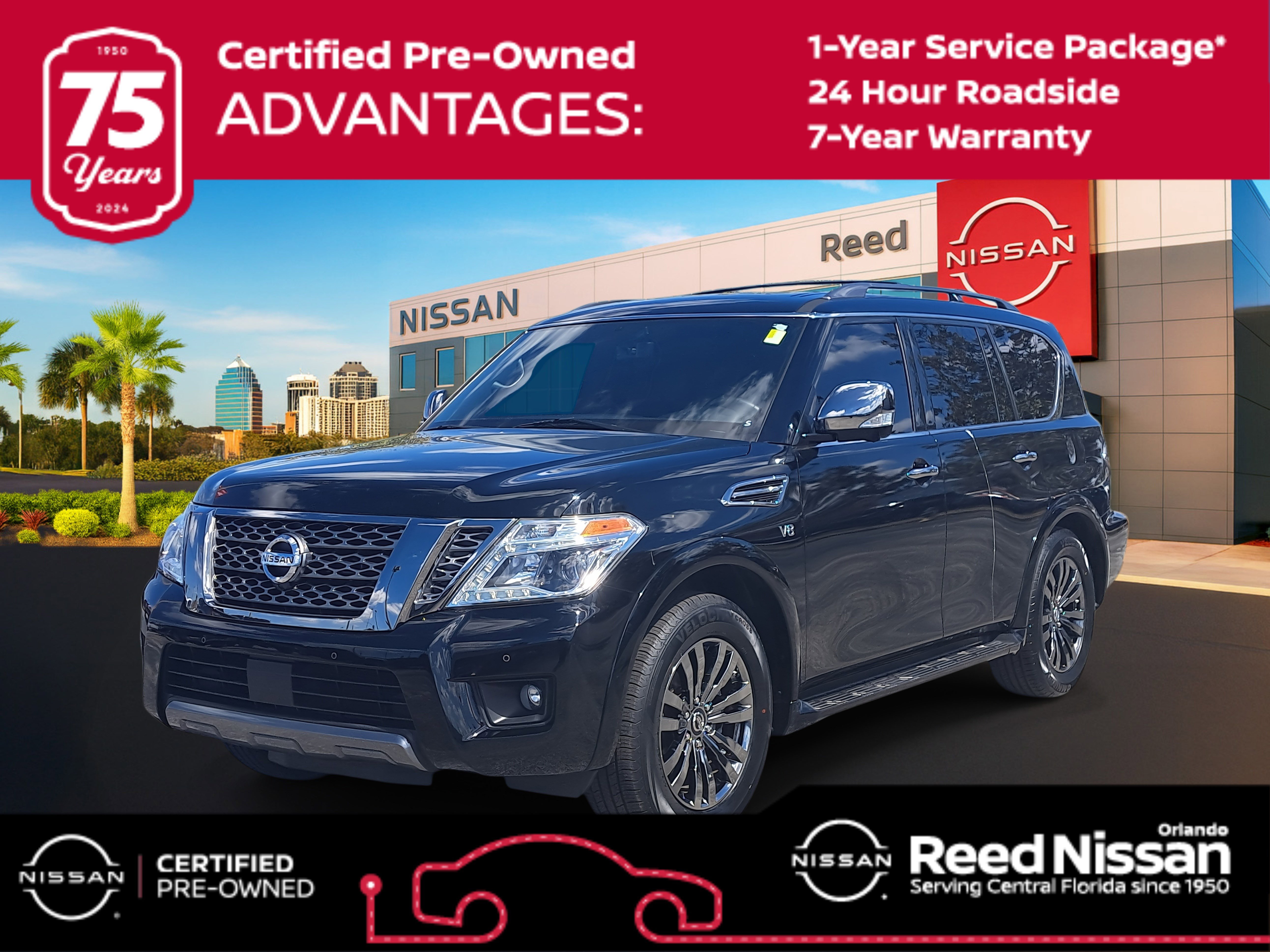 Certified 2019 Nissan Armada Platinum w/ Captain's Chairs Package image 1