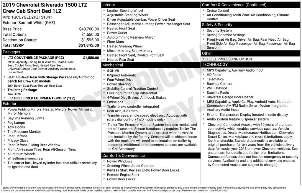 Used 2019 Chevrolet Silverado 1500 LTZ w/ LTZ Convenience Package AWD/4WD image 35