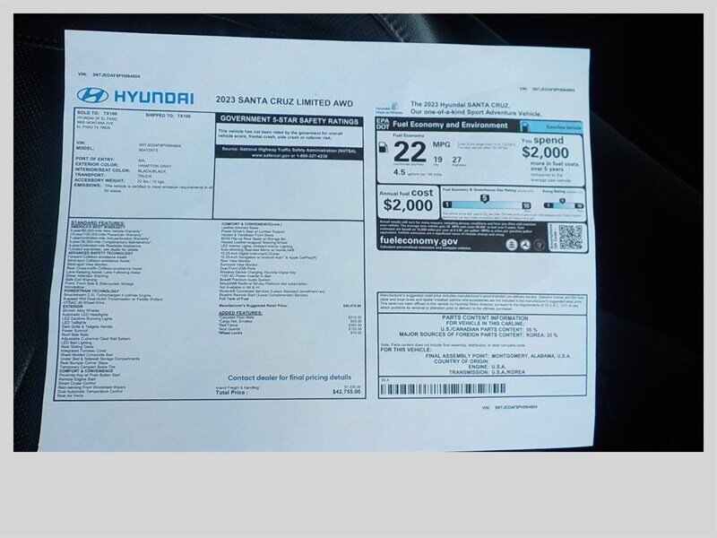 Used 2023 Hyundai Santa Cruz Limited image 20