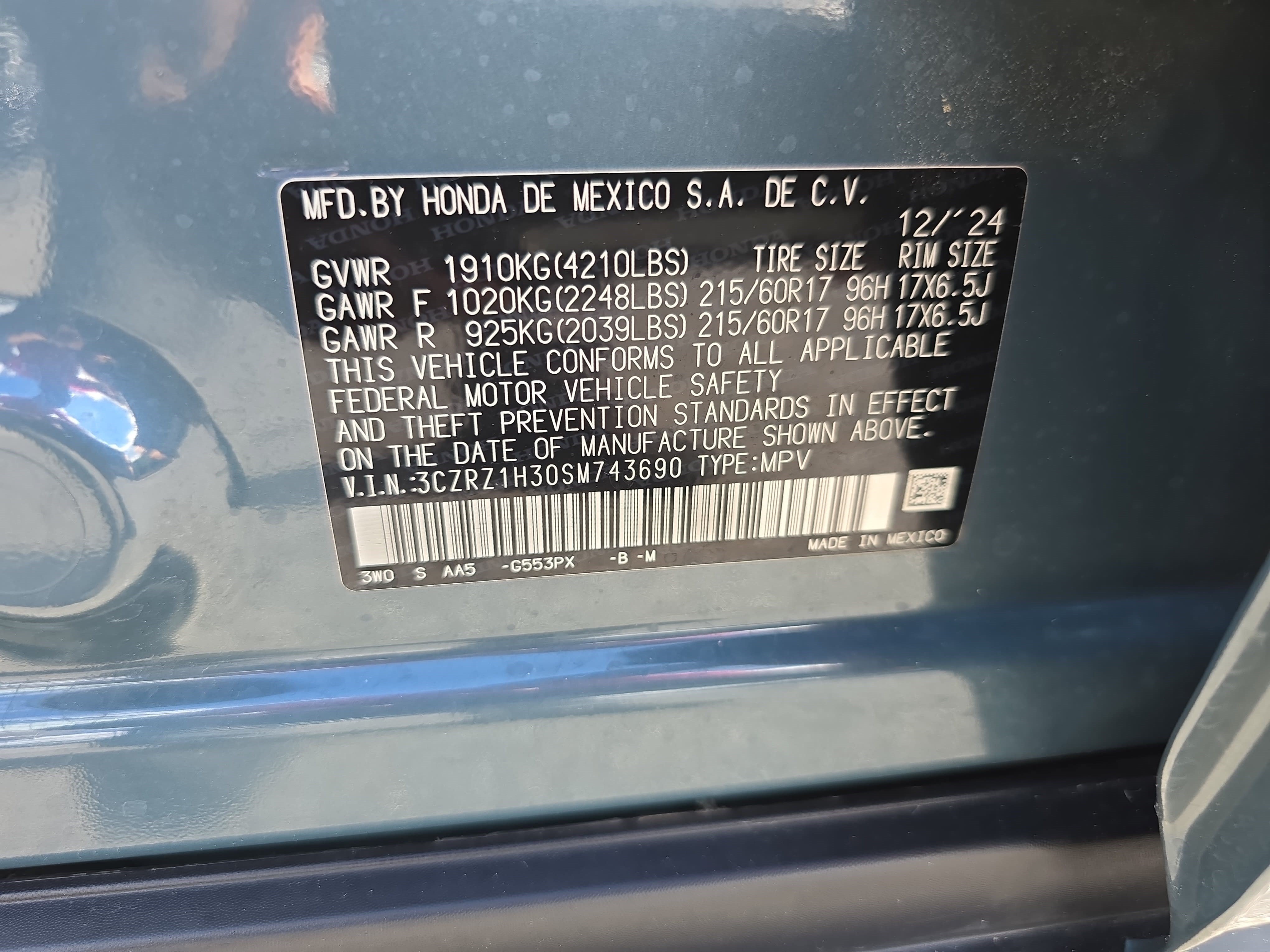 Certified 2025 Honda HR-V LX image 33