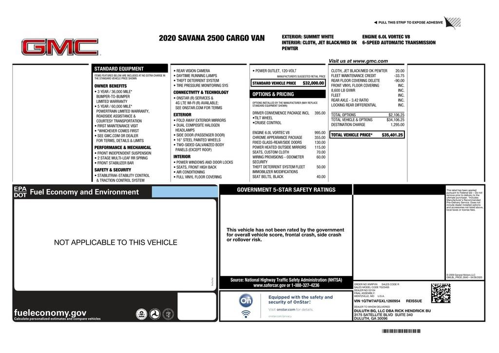 Used 2020 GMC Savana 2500 w/ Driver Convenience Package image 3