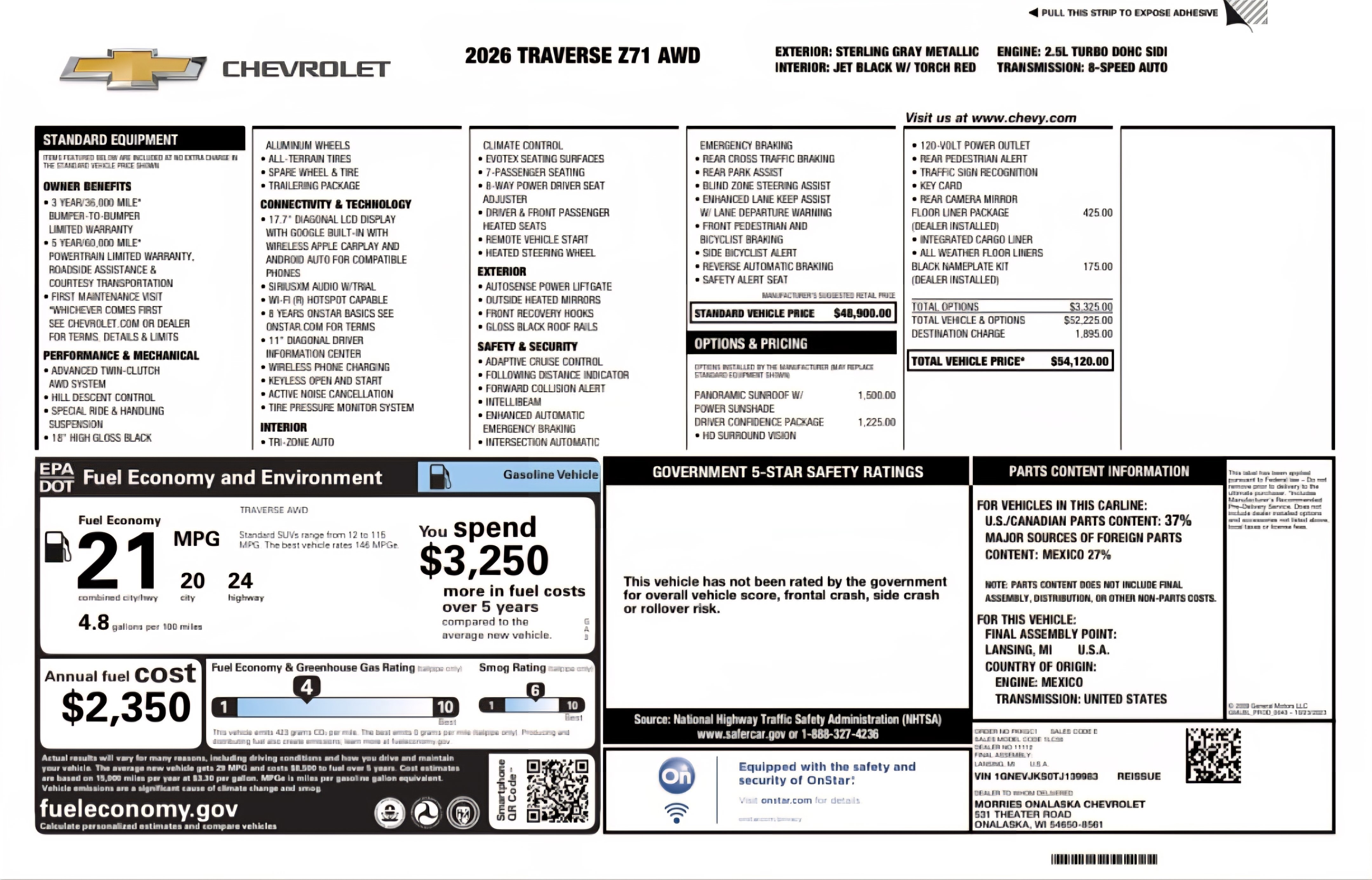 New 2026 Chevrolet Traverse Z71 w/ Driver Confidence Package image 5