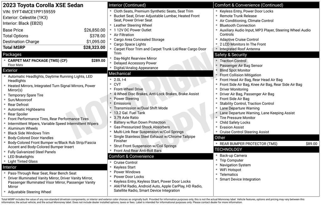 Used 2023 Toyota Corolla XSE w/ Carpet Mat Package (TMS) image 18