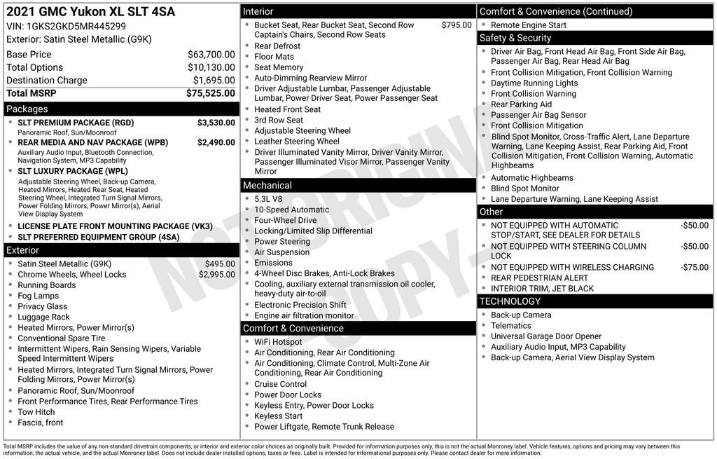 Used 2021 GMC Yukon XL SLT w/ SLT Premium Package image 7