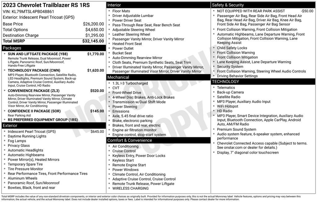 Used 2023 Chevrolet TrailBlazer RS w/ Sun and Liftgate Package FWD image 32