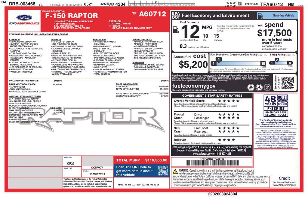 New 2026 Ford F150 Raptor w/ Equipment Group 803A Raptor R image 11