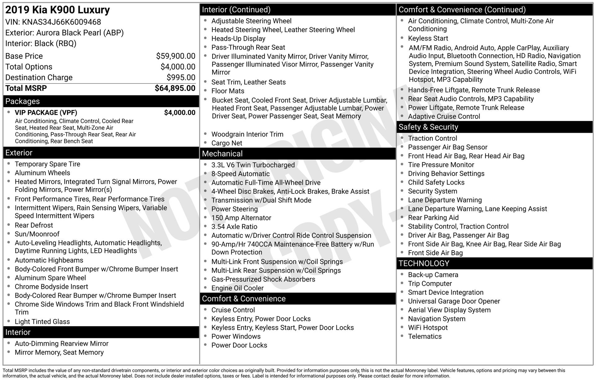 Used 2019 Kia K900 Luxury w/ VIP Package image 3