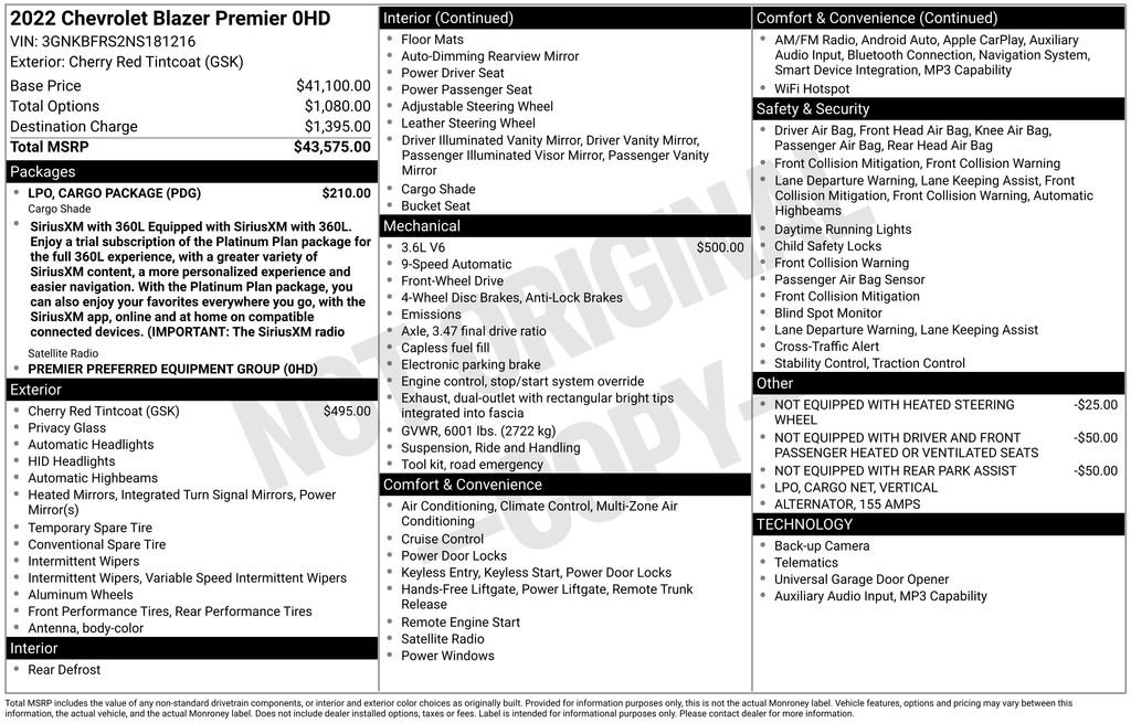 Used 2022 Chevrolet Blazer Premier w/ LPO, Cargo Package FWD image 42