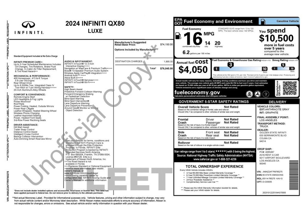 Used 2024 INFINITI QX80 Luxe image 2