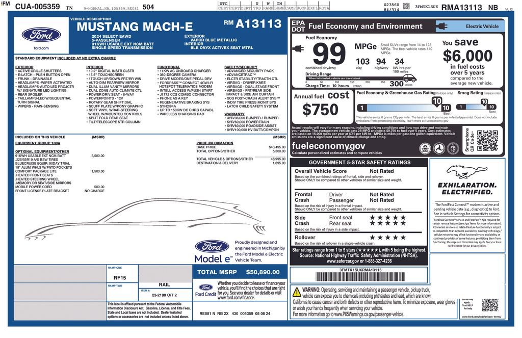 New 2024 Ford Mustang Mach-E Select w/ Comfort Package Lite image 56