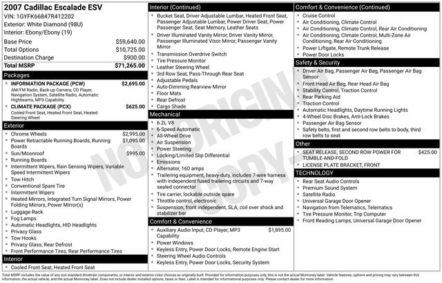 Used 2007 Cadillac Escalade ESV AWD w/ Information Package image 4