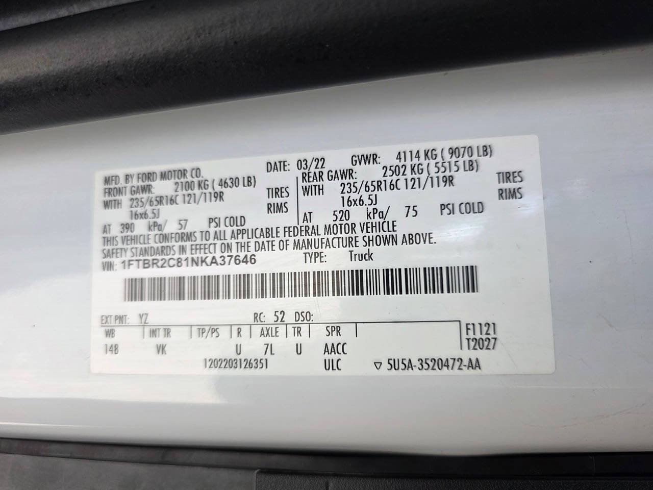 Used 2022 Ford Transit 250 Medium Roof AWD w/ Load Area Protection Package image 22