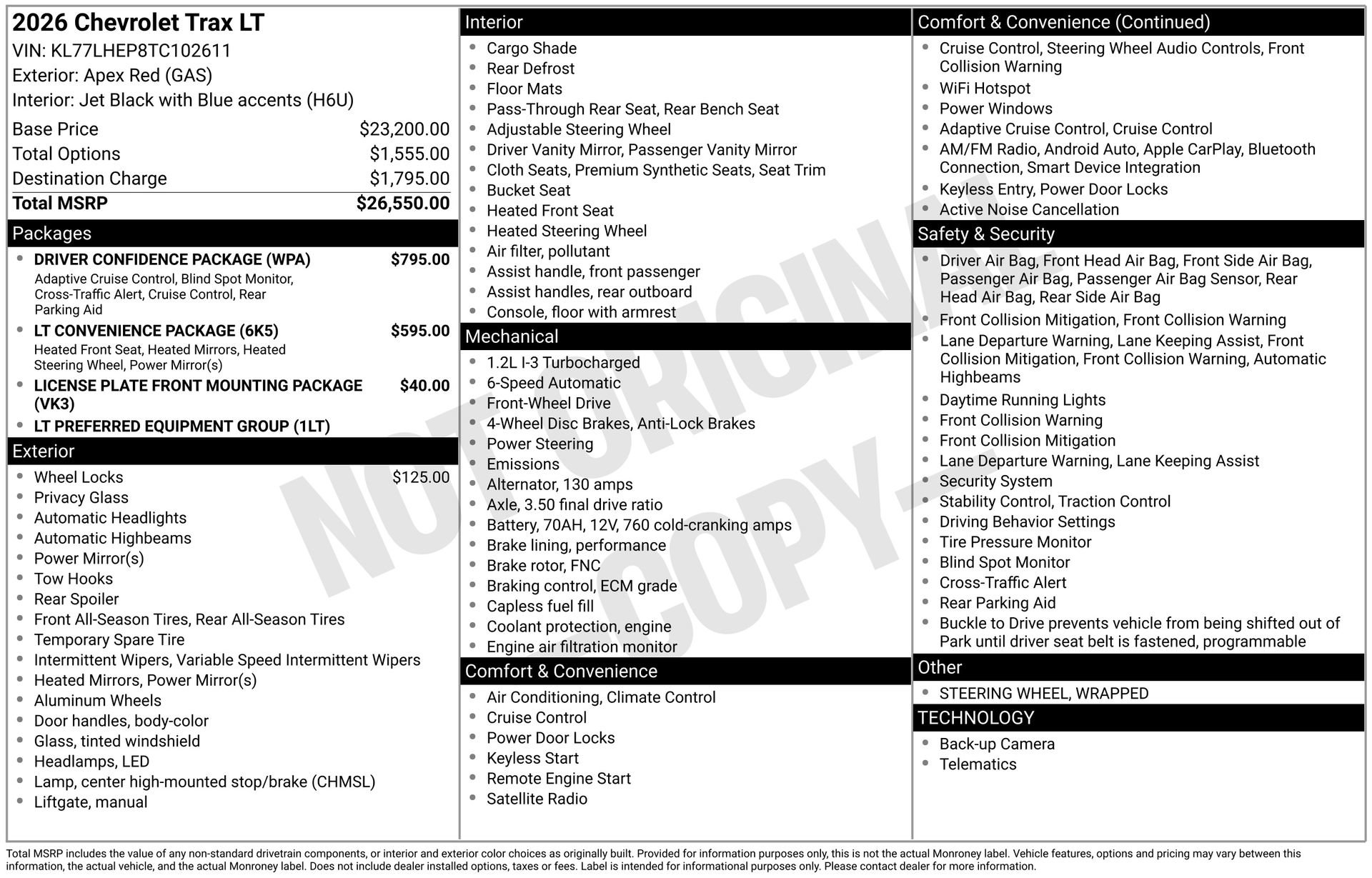 New 2026 Chevrolet Trax LT w/ Driver Confidence Package FWD image 3