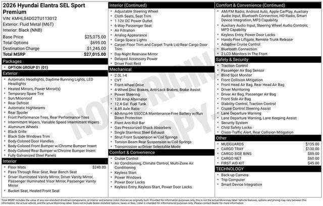 New 2026 Hyundai Elantra SEL Sport Premium FWD image 32