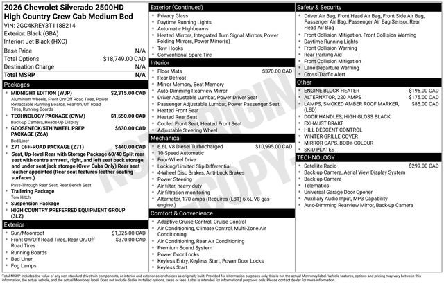 New 2026 Chevrolet Silverado 2500 High Country w/ Midnight Edition AWD/4WD image 4