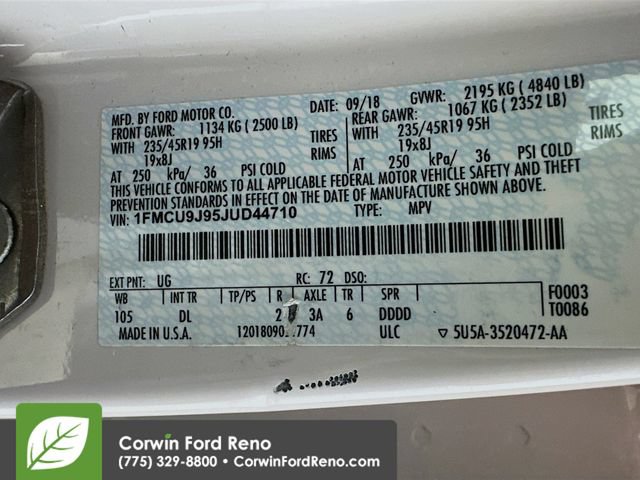 Certified 2018 Ford Escape Titanium w/ Ford Safe & Smart Package AWD/4WD image 33