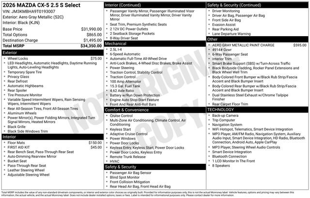 New 2026 MAZDA CX-5 Select AWD/4WD image 9