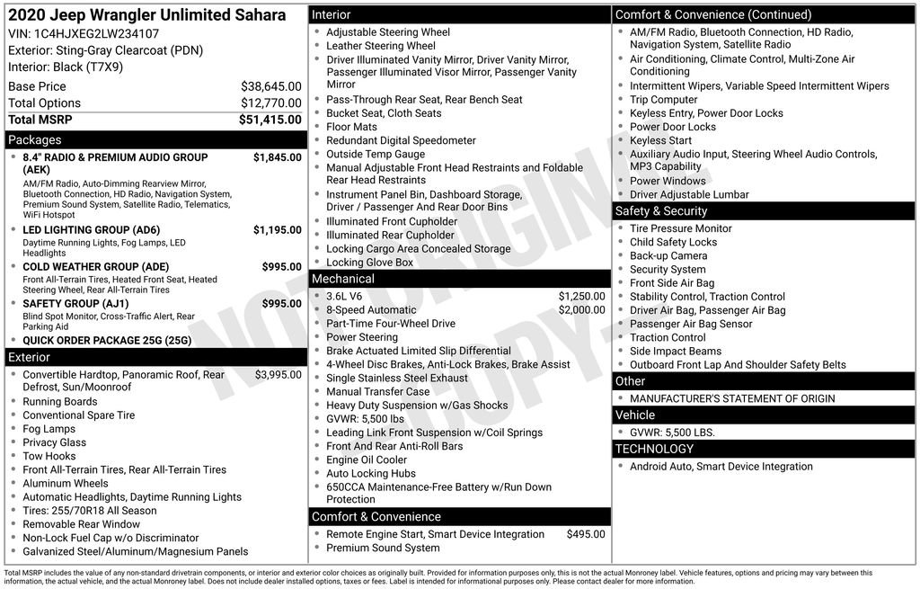 Used 2020 Jeep Wrangler Unlimited Sahara image 38