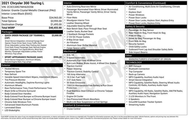 Certified 2021 Chrysler 300 Touring L AWD/4WD image 8