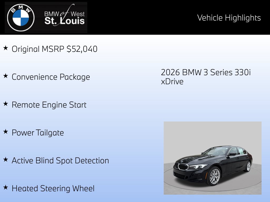 Certified 2026 BMW 330i xDrive Sedan w/ Convenience Package AWD/4WD image 8