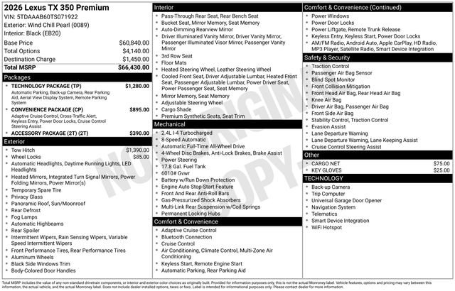 New 2026 Lexus TX 350 AWD w/ Technology Package image 36