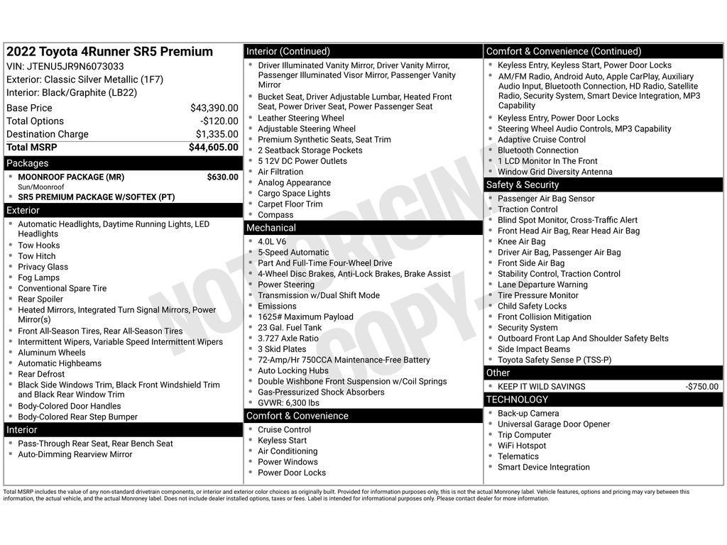 Used 2022 Toyota 4Runner SR5 Premium w/ Moonroof Package image 7