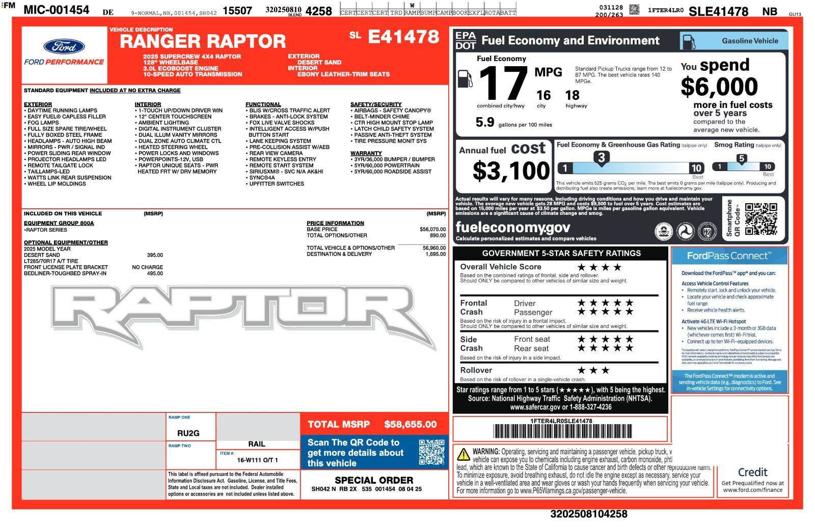 Certified 2025 Ford Ranger Raptor AWD/4WD image 3
