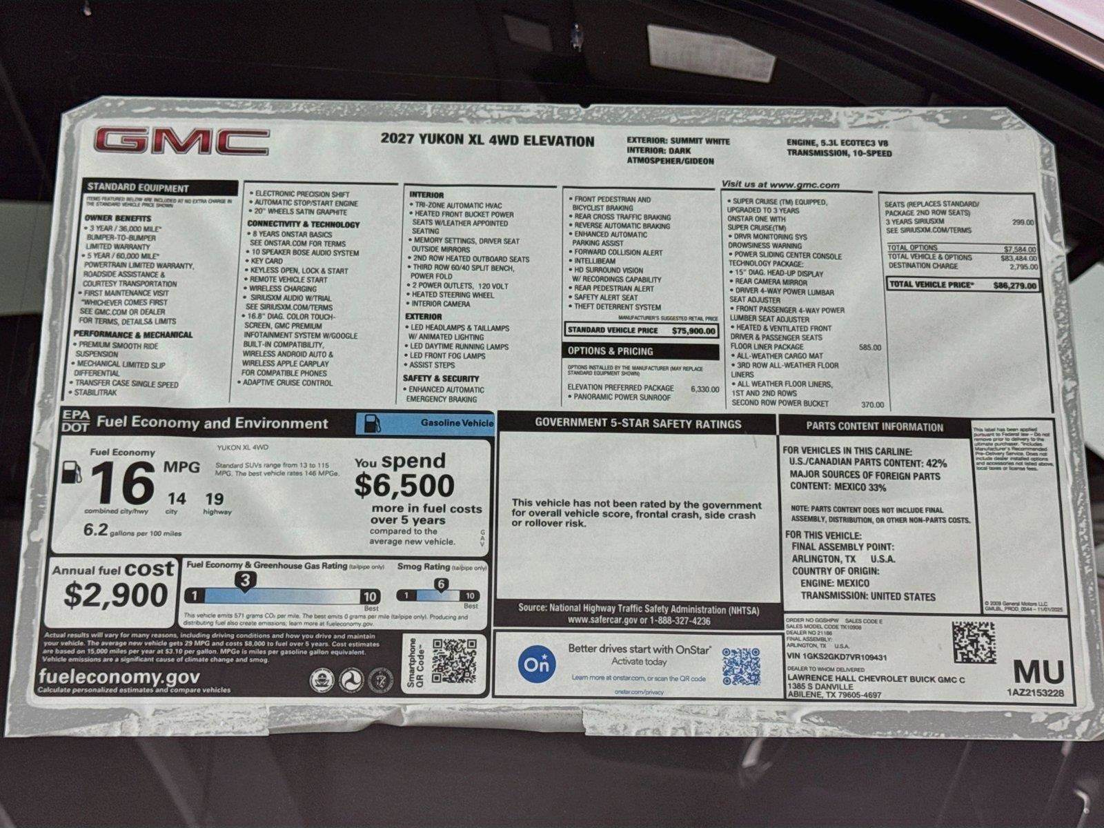 New 2027 GMC Yukon XL Elevation w/ LPO, Floor Liner Package AWD/4WD image 20