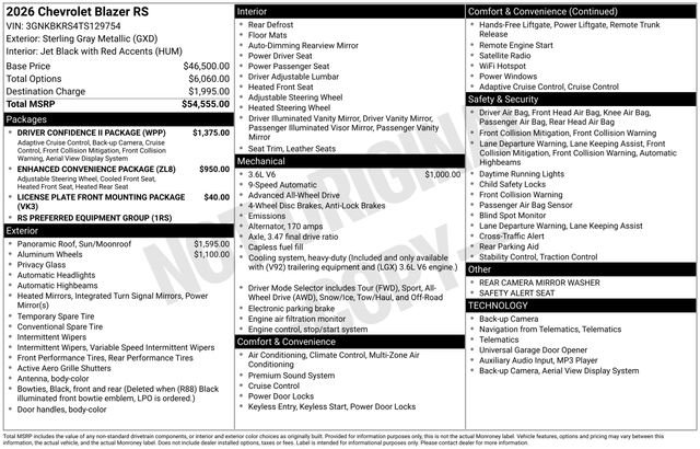 New 2026 Chevrolet Blazer RS w/ Driver Confidence II Package image 19