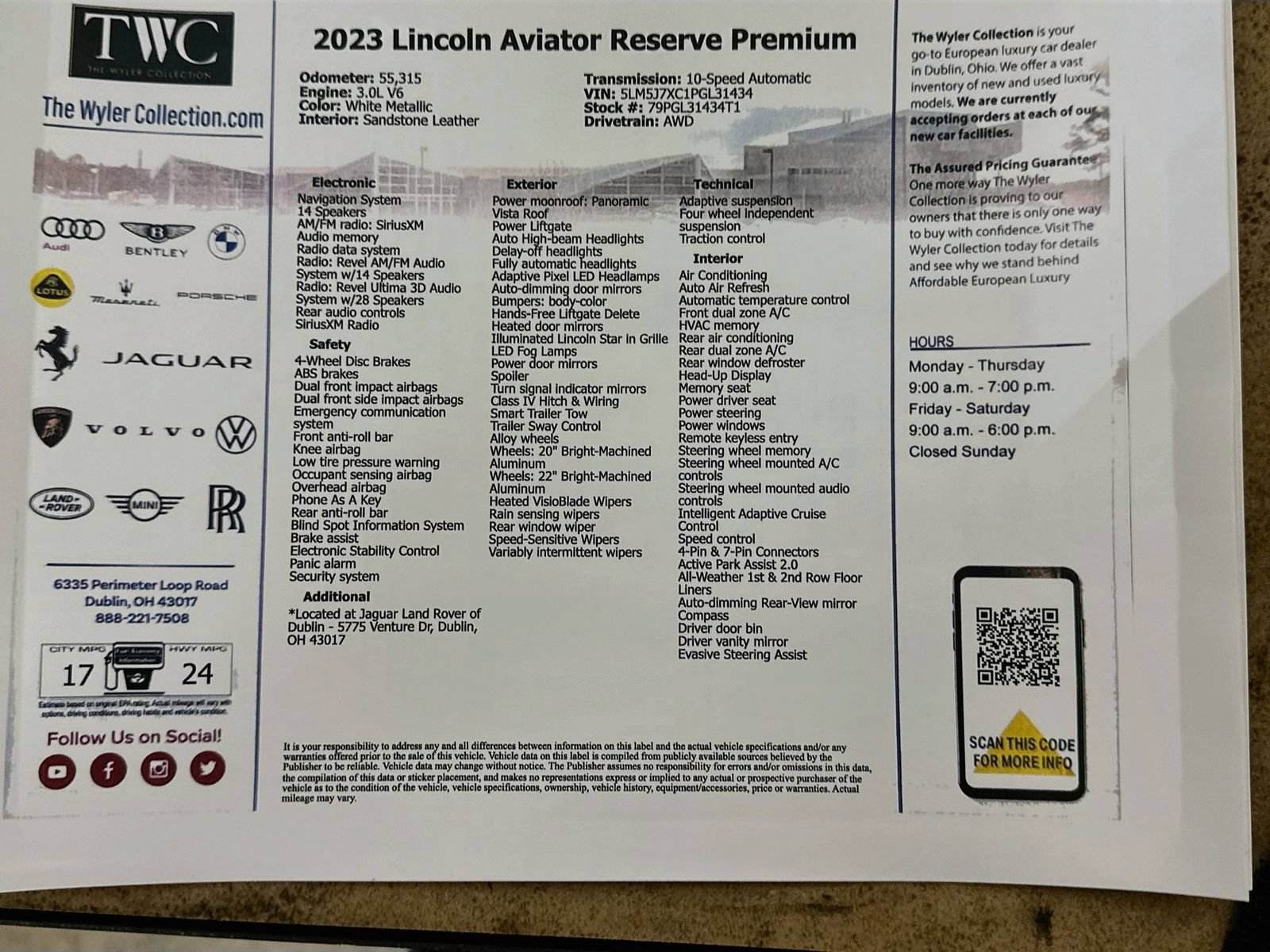 Used 2023 Lincoln Aviator Reserve w/ Equipment Group 201A AWD/4WD image 50