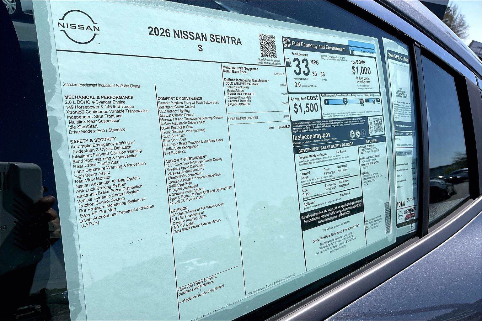 New 2026 Nissan Sentra S w/ S Cold Weather Package FWD image 15