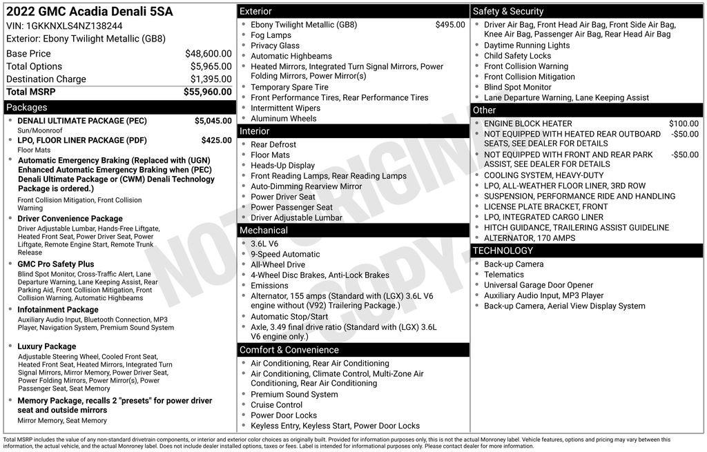 Used 2022 GMC Acadia Denali w/ Denali Ultimate Package image 48