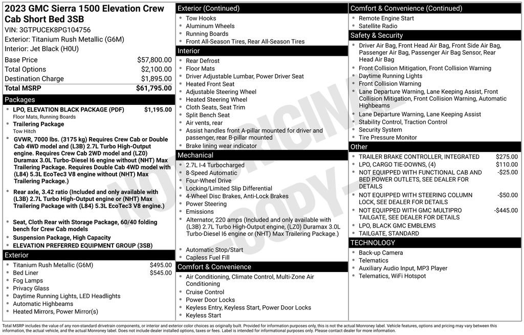 Used 2023 GMC Sierra 1500 Elevation w/ LPO, Elevation Black Package image 17