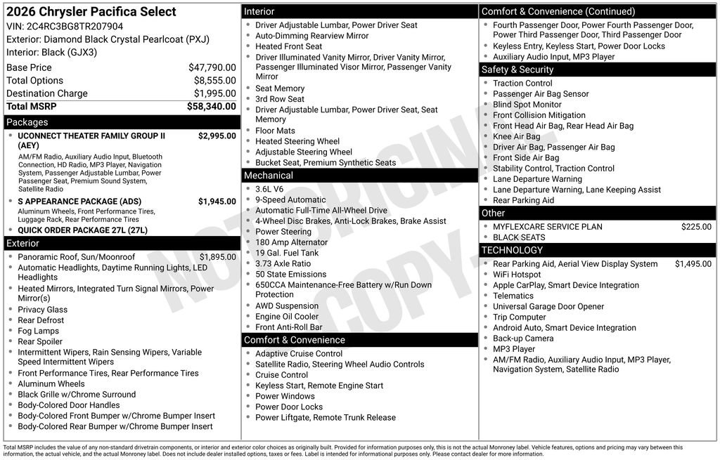 New 2026 Chrysler Pacifica Select AWD/4WD image 6