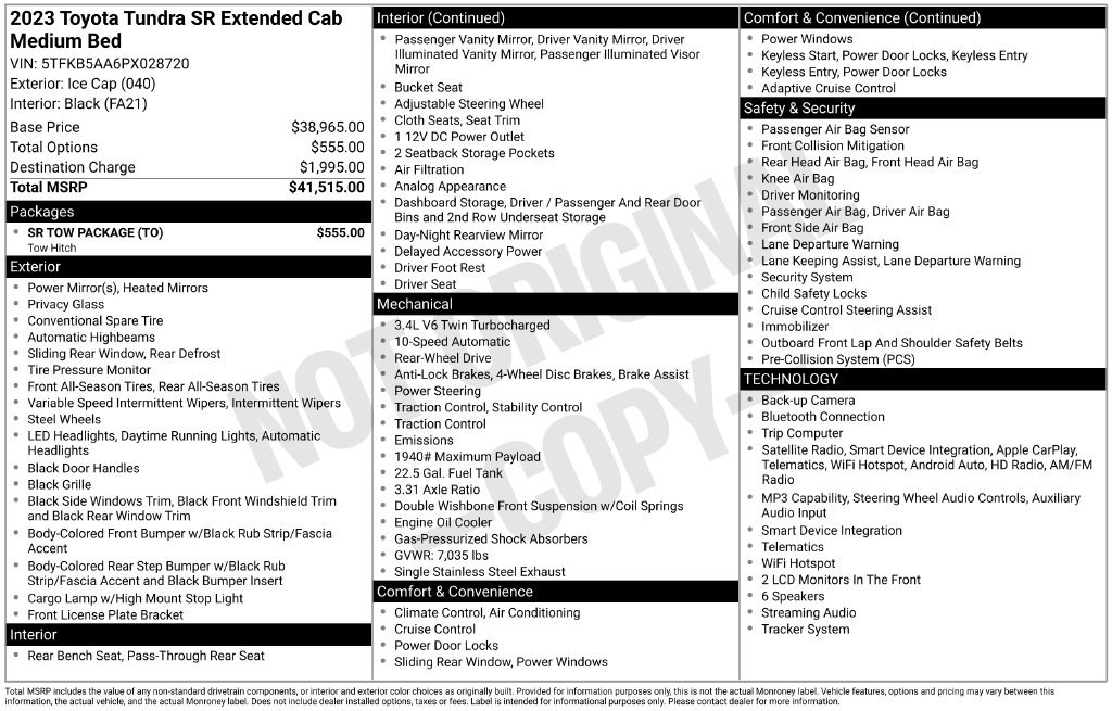 Used 2023 Toyota Tundra SR w/ SR Tow Package RWD image 20