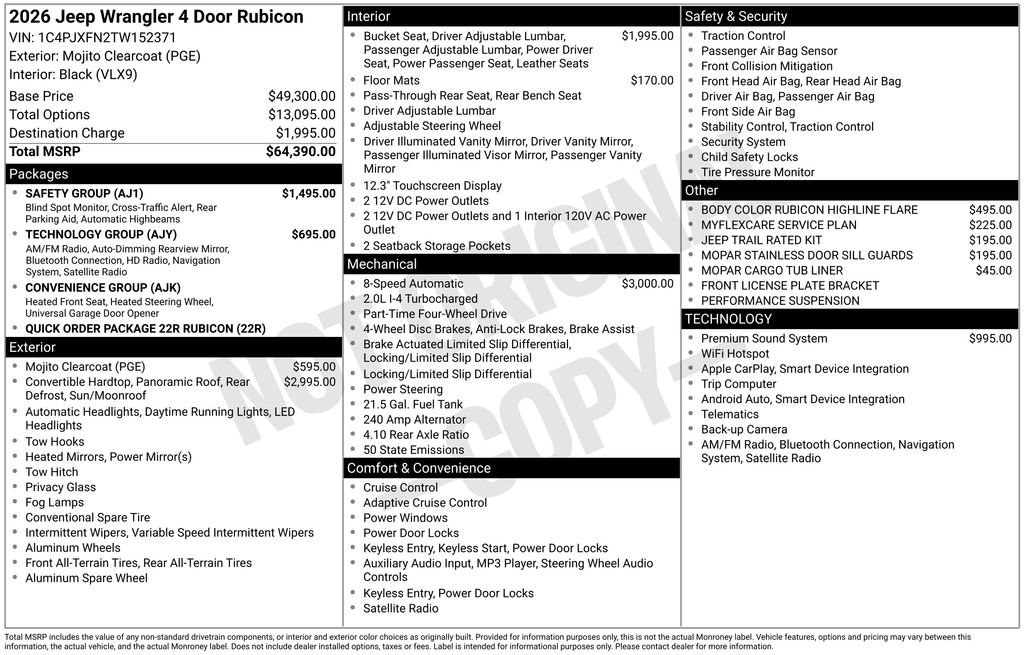 New 2026 Jeep Wrangler Unlimited Rubicon w/ Safety Group image 47