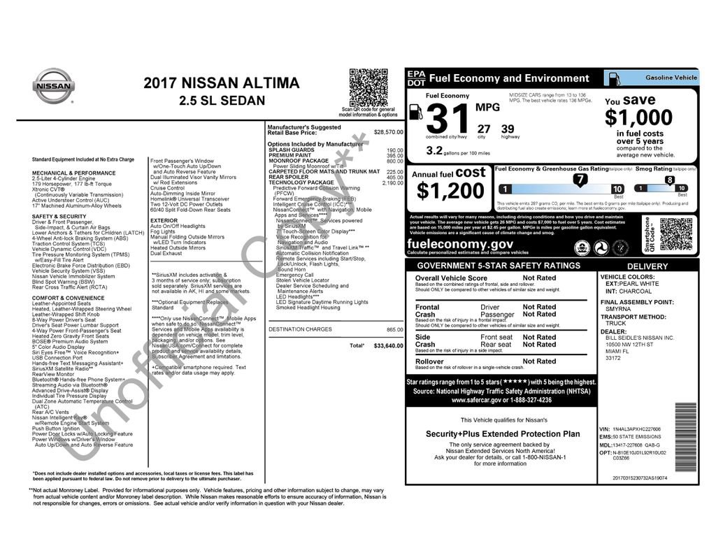 Used 2017 Nissan Altima 2.5 SL w/ 2.5 Technology Package FWD image 7