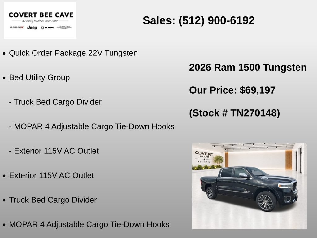 New 2026 RAM 1500 Tungsten w/ Bed Utility Group AWD/4WD image 7