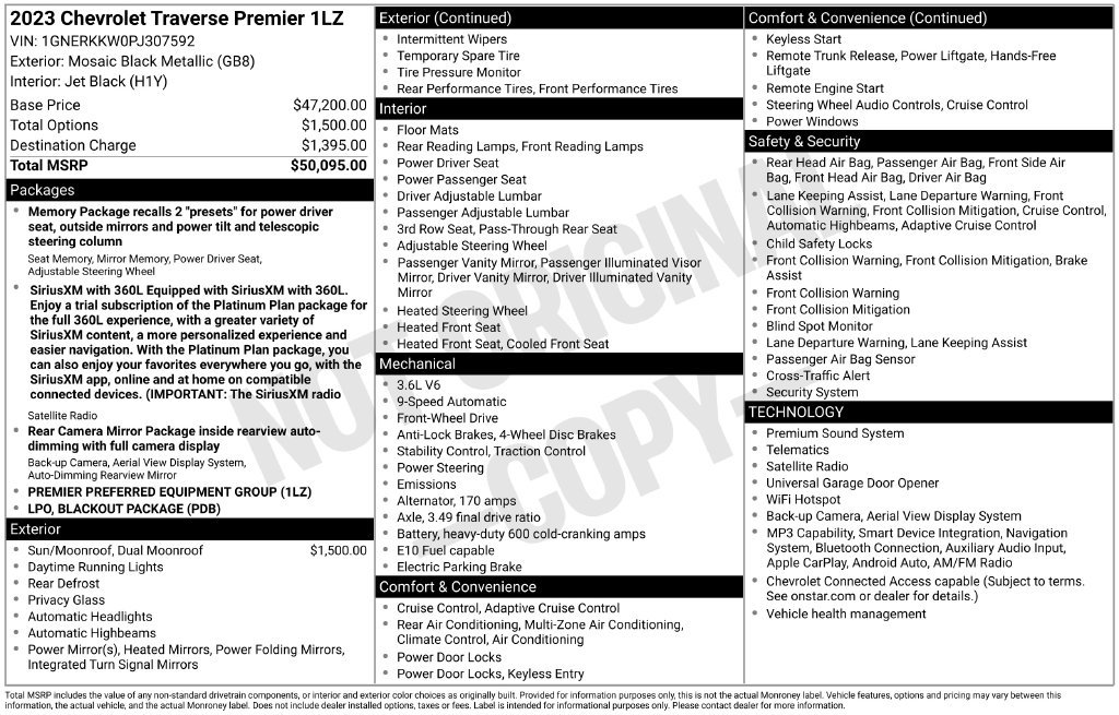Used 2023 Chevrolet Traverse Premier FWD image 38