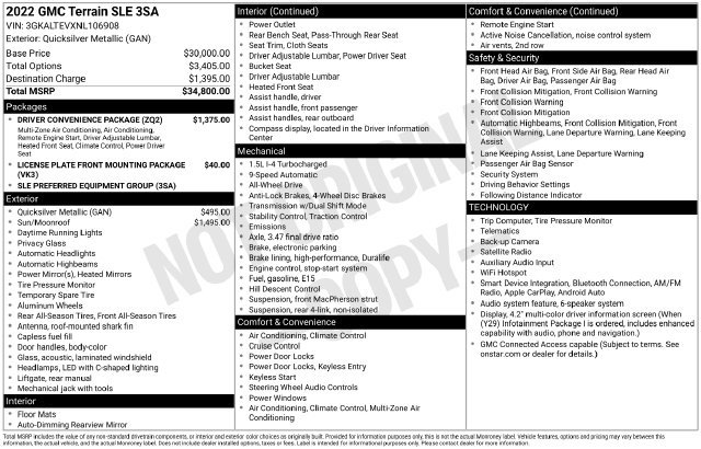 Used 2022 GMC Terrain SLE w/ Driver Convenience Package AWD/4WD image 36