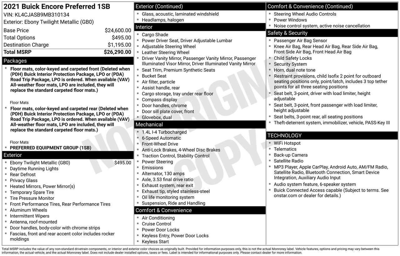 Used 2021 Buick Encore Preferred image 31