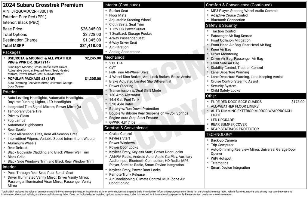 Used 2024 Subaru Crosstrek 2.0i Premium image 19
